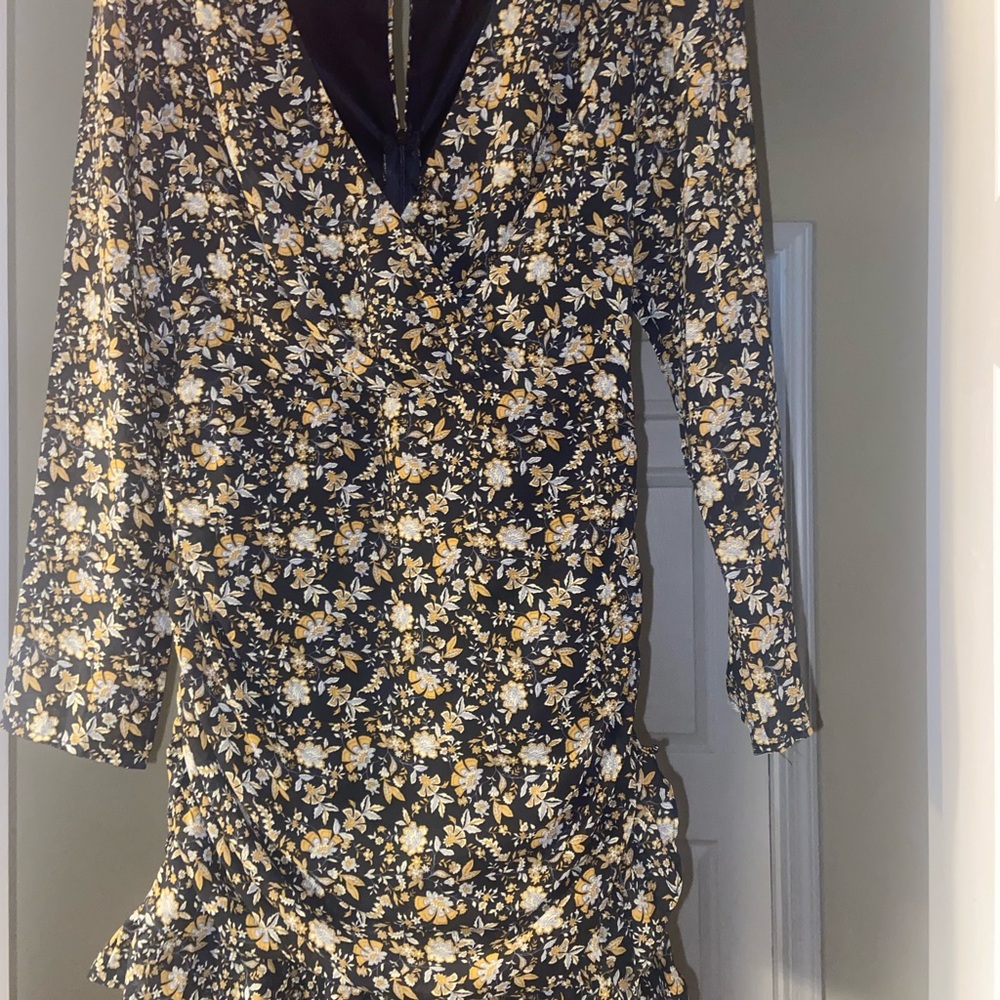 Lush Black and Yellow Floral Long Sleeve Dress